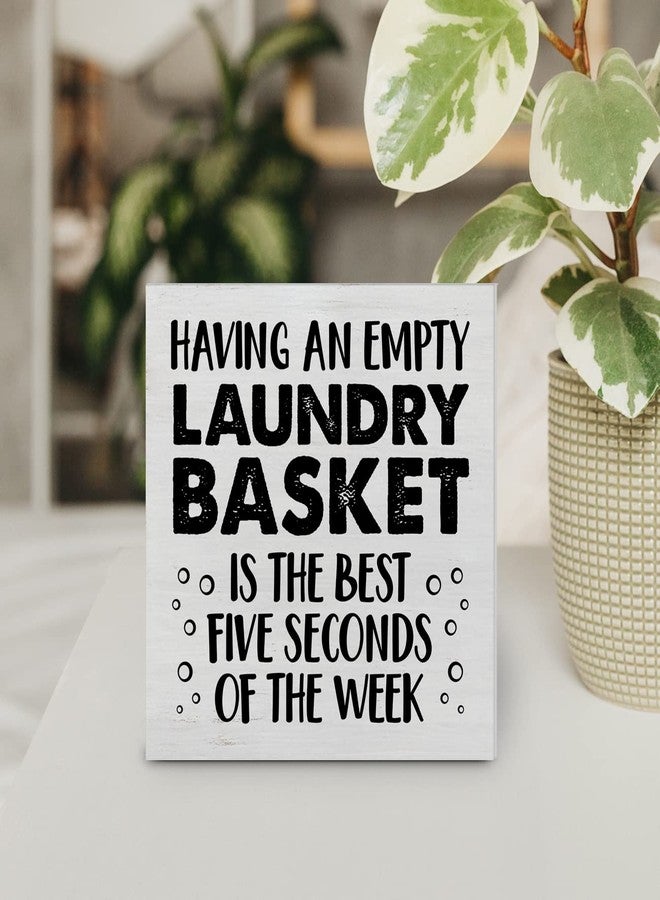 YIDOU Country Laundry Room Wood Box Sign Decor Desk Sign Having an Empty Laundry Basket Wooden Box Block Sign Rustic Home Shelf Wall Decoration - Image 5